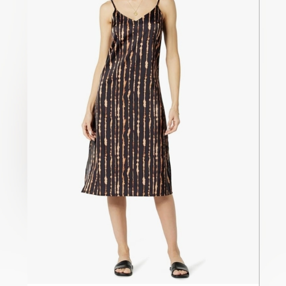 The Drop Black Painted Stripe Slip Dress Size Medium NWT